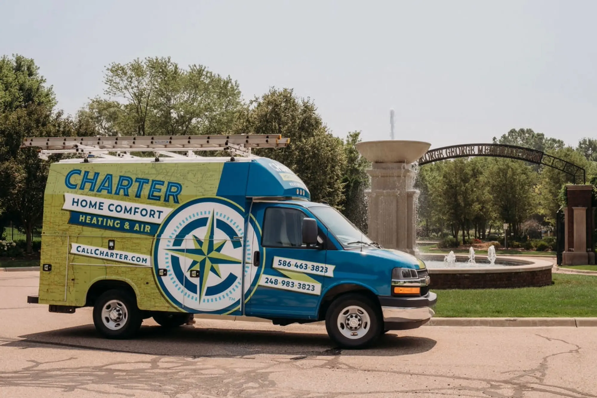 Charter home comfort van Parked by George George Memorial park Clinton Township Michigan  